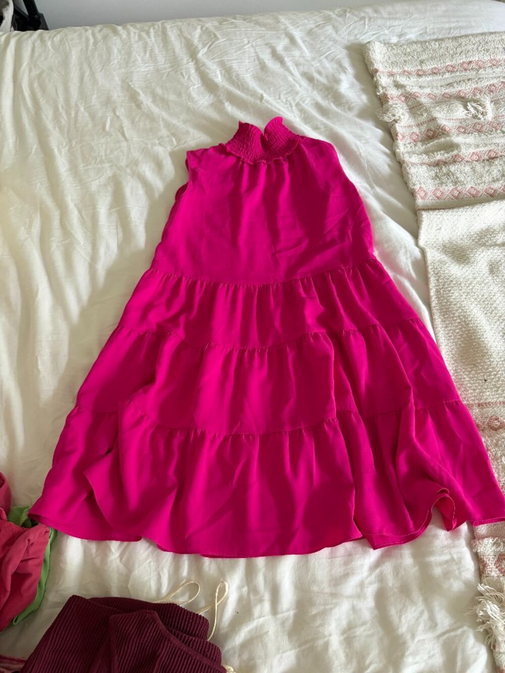 Amanda Uprichard Fuchsia Tiered High Neck Mini Dress XS